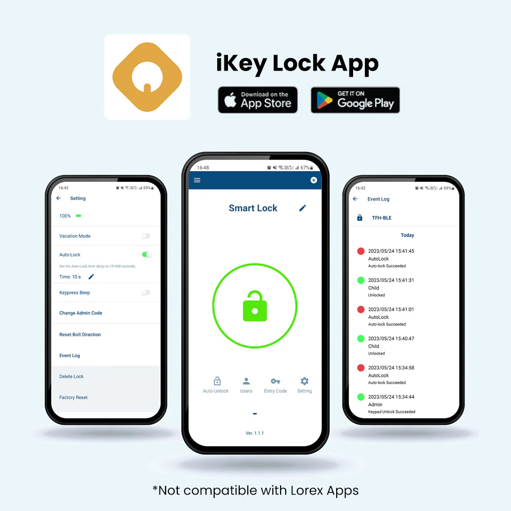 Smartlock Bluetooth Deadbolt Smart Lock with Touchpad and App Control - Matte Black - Image 5